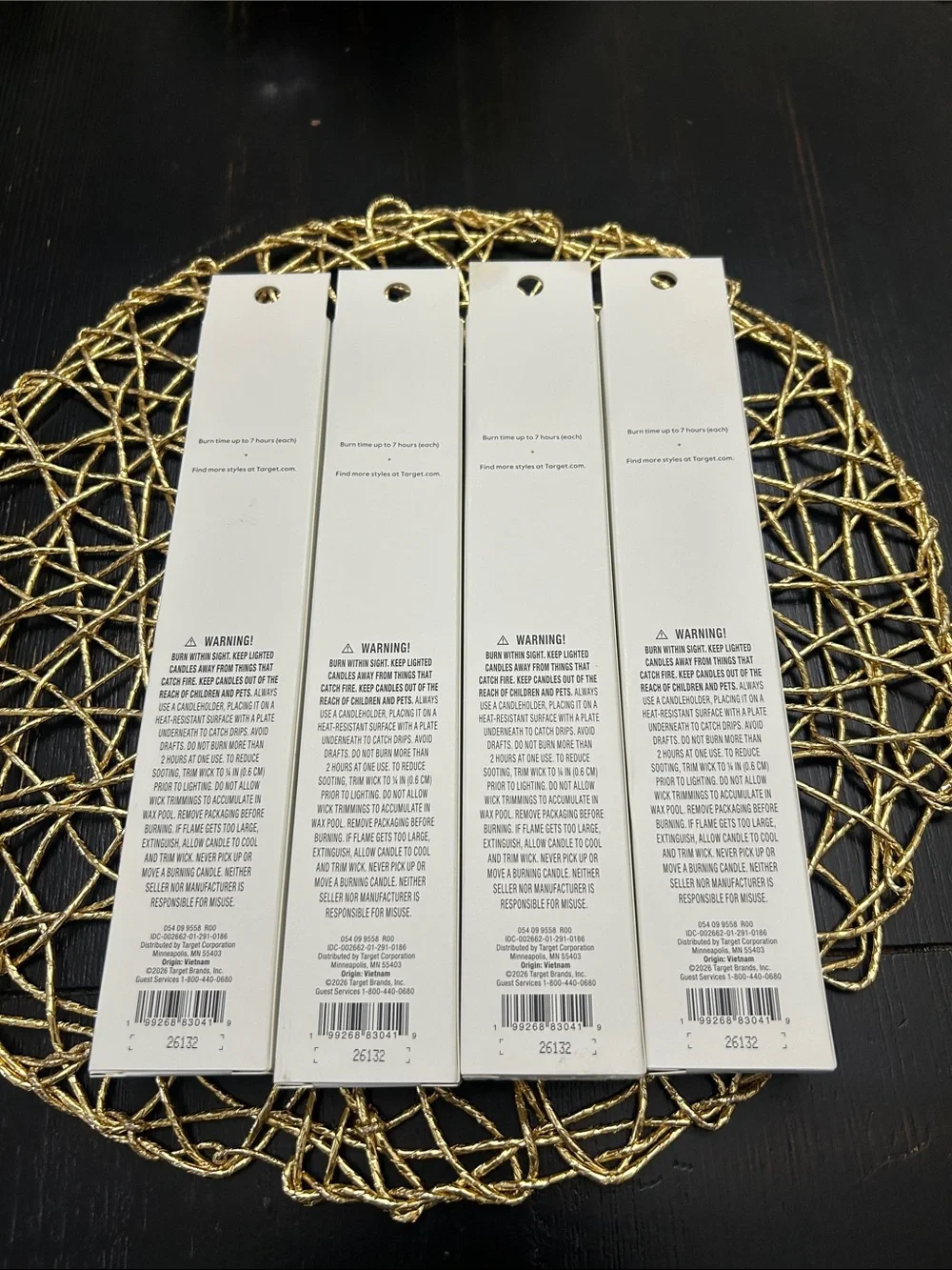 8PK Taper Pattern Candles Blue and White - Threshold™ Unscented